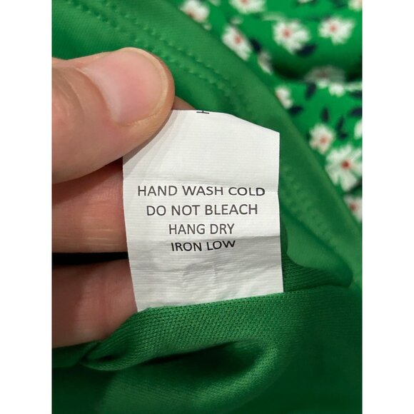 Sienna Sky Green Floral Smocked Tiered Mini Dress Ruffle Hem Sz M Y2K Baby Doll - Picture 9 of 11